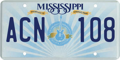 MS license plate ACN108