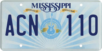 MS license plate ACN110