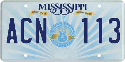 MS license plate ACN113