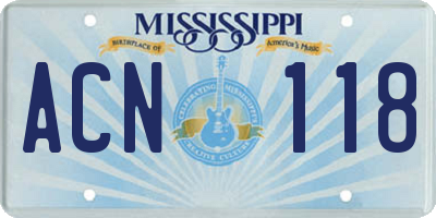 MS license plate ACN118