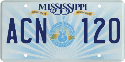 MS license plate ACN120