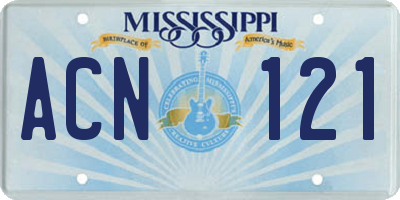 MS license plate ACN121