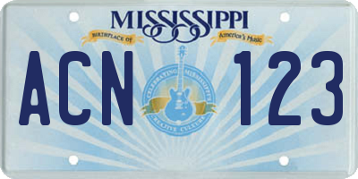 MS license plate ACN123
