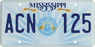 MS license plate ACN125