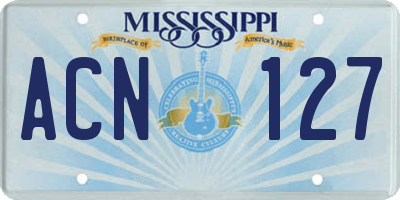 MS license plate ACN127