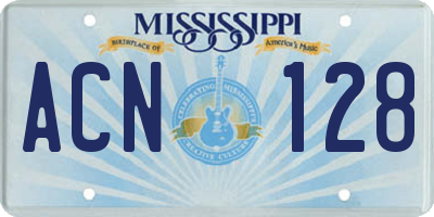 MS license plate ACN128