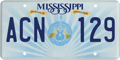 MS license plate ACN129