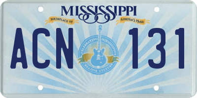 MS license plate ACN131