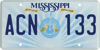 MS license plate ACN133