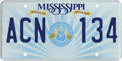 MS license plate ACN134