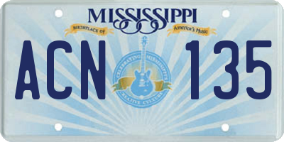 MS license plate ACN135