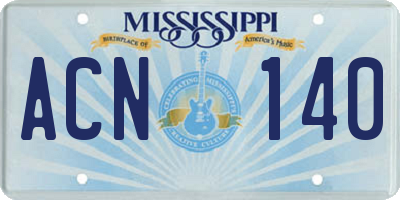 MS license plate ACN140