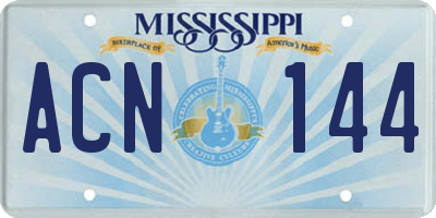 MS license plate ACN144
