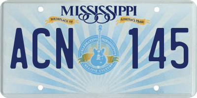 MS license plate ACN145