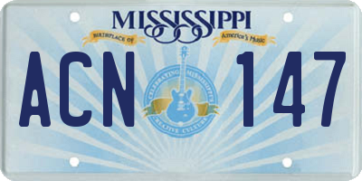 MS license plate ACN147