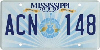 MS license plate ACN148