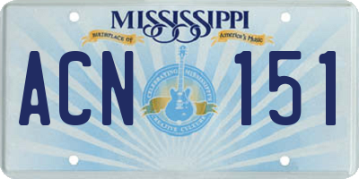 MS license plate ACN151