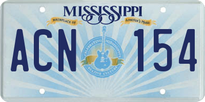 MS license plate ACN154