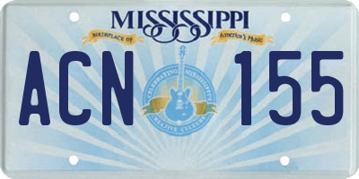 MS license plate ACN155