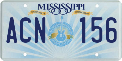MS license plate ACN156