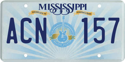 MS license plate ACN157
