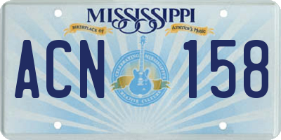MS license plate ACN158