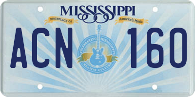 MS license plate ACN160