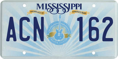MS license plate ACN162