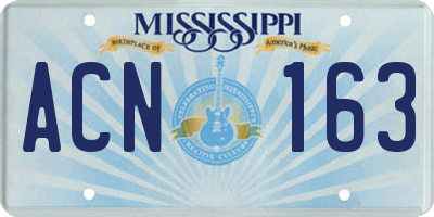 MS license plate ACN163