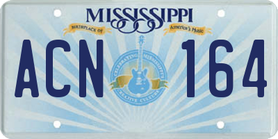 MS license plate ACN164