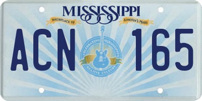 MS license plate ACN165