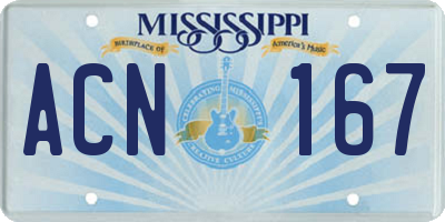 MS license plate ACN167