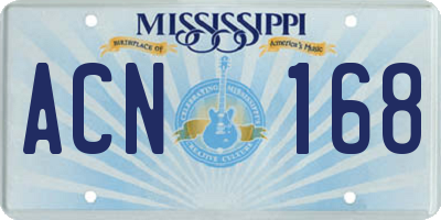 MS license plate ACN168
