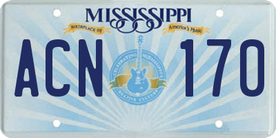 MS license plate ACN170