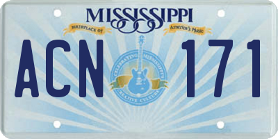 MS license plate ACN171