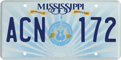MS license plate ACN172