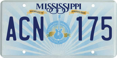 MS license plate ACN175