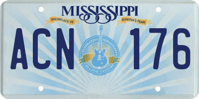 MS license plate ACN176