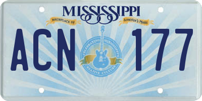 MS license plate ACN177