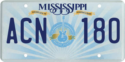 MS license plate ACN180