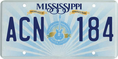 MS license plate ACN184
