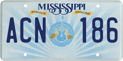 MS license plate ACN186