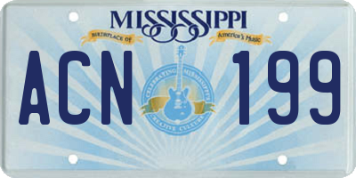 MS license plate ACN199