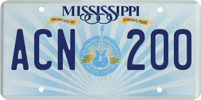 MS license plate ACN200