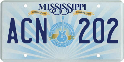 MS license plate ACN202