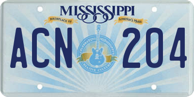 MS license plate ACN204