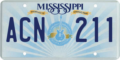 MS license plate ACN211