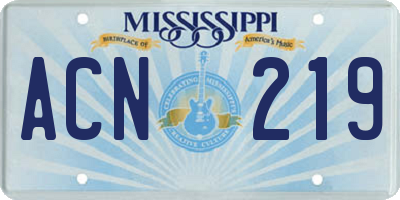 MS license plate ACN219