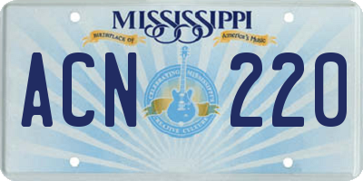 MS license plate ACN220