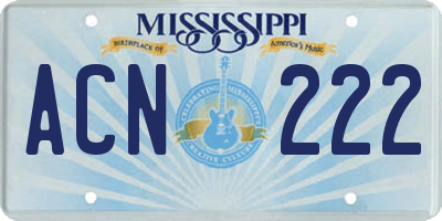 MS license plate ACN222
